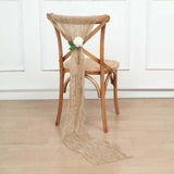 5 Pack | Beige Gauze Cheesecloth Boho Chair Sashes - 16inch x 88inch