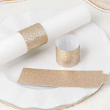 50 Pack Beige Glitter Paper Napkin Holders, 1.5inch Disposable Napkin Rings