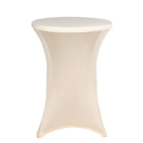 Beige Highboy Spandex Cocktail Table Cover, Fitted Stretch Tablecloth for 24"-32" Dia High Top Table