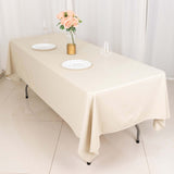 60"x102" Beige Premium Scuba Wrinkle Free Rectangular Tablecloth, Scuba Polyester Tablecloth