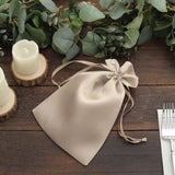 12 Pack | 6inch x 9inch Beige Satin Drawstring Wedding Party Favor Gift Bags