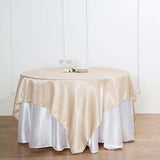 90"x90" Beige Satin Square Table Overlay