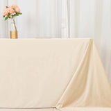 90x132inch Beige Premium Scuba Wrinkle Free Rectangular Tablecloth Seamless Polyester Tablecloth