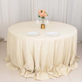 132inch Beige Premium Scuba Wrinkle Free Round Tablecloth, Seamless Scuba Polyester Tablecloth