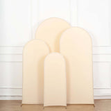 Set of 4 | Matte Beige Spandex Fitted Wedding Arch Covers