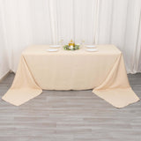 90x156inch Beige Seamless Premium Polyester Rectangular Tablecloth - 220GSM