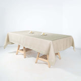 60"x102" Beige Rectangular Tablecloth, Linen Table Cloth With Slubby Textured, Wrinkle Resistant