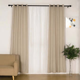 2 Pack | Handmade Beige Faux Linen Curtains 52x96inch Curtain Panels With Chrome Grommets