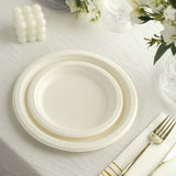 50 Pack | 7inch White Biodegradable Bagasse Dessert Plates, Sugarcane Appetizer Salad Party Plates
