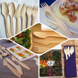 100 Pack Eco Friendly Birchwood Picnic Forks, 6inch Biodegradable Wooden Cutlery