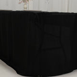 6ft Black Open Back Fitted Polyester Rectangle Tablecloth, Trade Show Table Cover