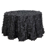 120inch Black Leaf Petal Taffeta Round Tablecloth