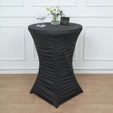 32inch Black Rouched Pleated Heavy Duty Spandex Cocktail Table Cover