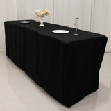 Fitted Polyester 96"x24"x42" Rectangle Tablecloth Black - Durable Fit for Elevated Tables