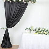 8ftx10ft Black Satin Formal Event Backdrop Drape, Window Curtain Panel