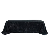 Scuba Rectangular Tablecloth 90×156inch Black Rhinestone Accents – Seamless, Wrinkle-Free