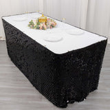 21ft Black Premium Big Payette Sequin Dual Layered Satin Table Skirt