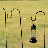 10 Pack Black Metal Shepherds Hook Lantern Hangers with 2 Prong Base