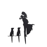 7inch Black Acrylic Bride and Groom With Two Pet Dogs Cake Toppers#whtbkgd