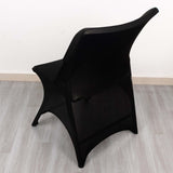 Black Premium Spandex Wedding Chair Cover With 3-Way Open Arch, Fitted Stretched