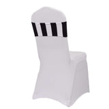 5 Pack | Black/White Stripe Spandex Fit Chair Sashes, Elastic Bands - 5x14Inch