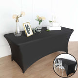 6ft Black Open Back Stretch Spandex Table Cover, Rectangular Fitted Tablecloth