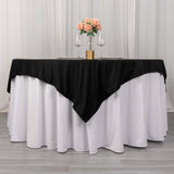 70" Black Premium Scuba Wrinkle Free Square Table Overlay, Scuba Polyester Table Topper