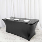 6FT Metallic Black Rectangular Stretch Spandex Table Cover