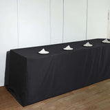 8FT Black Fitted Polyester Rectangular Table Cover