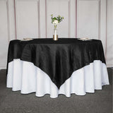 90inch Accordion Crinkle Taffeta Table Overlay - Black