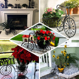 22inch Black Metal Tricycle Planter Basket, Decorative Plant Stand For Indoor/Outdoor