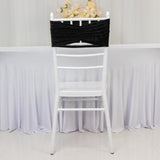 5 Pack Premium Crushed Velvet Chair Sashes Black Wide Ruffle Style
