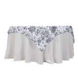 Polyester 70x70inch Table Overlay White - Black French Toile Pattern for Stylish Events