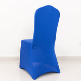 Premium Spandex Chair Cover with Foot Pockets for Banquet Chairs Royal Blue