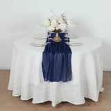 Royal Blue Sparkling Glitter Gauze Table Runner, Reusable Wrinkle Free Sheer Table Runner - 27"x120"