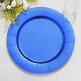 10 Pack | 13inch Royal Blue Leather Textured Disposable Charger Plates