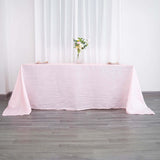 90x132Inch Blush Rose Gold Accordion Crinkle Taffeta Rectangular Tablecloth