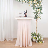 Blush / Rose Gold Round Heavy Duty Spandex Cocktail Table Cover With Natural Wavy Drapes