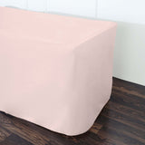 8FT Fitted Polyester Rectangular Table Cover - Rose Gold | Blush