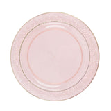 10 Pack | 7.5inch Blush / Rose Gold Plastic Salad Plates With Gold Rim And Hammered Design#whtbkgd