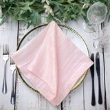 5 Pack | Blush/Rose Gold Accordion Crinkle Taffeta Dinner Napkins | 20x20Inch#whtbkgd