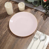 10 Pack | 8inch Glossy Blush Rose Gold Round Plastic Salad Plates With Gold Rim