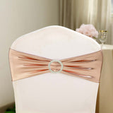 5 pack Metallic Spandex Chair Sashes With Attached Round Diamond Buckles - Rose Gold | Blush