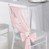 5 Pack | 6inch x 106inch Accordion Crinkle Taffeta Chair Sashes - Blush | Rose Gold