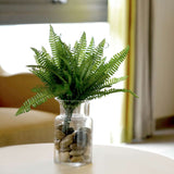 2 Stems | 18Inch Green Artificial Boston Fern Leaf Plant Indoor Faux Spray