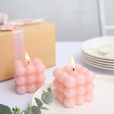 2 Pack | 2inch Blush Rose Gold Flameless Flickering LED Bubble Candles