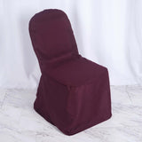 Burgundy Polyester Banquet Chair Cover, Reusable Stain Resistant Slip On Chair Cover