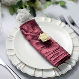 5 Pack | Burgundy Accordion Crinkle Taffeta Dinner Napkins | 20x20Inch