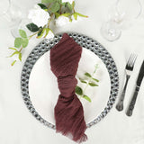 5 Pack | Burgundy Gauze Cheesecloth Boho Dinner Napkins | 24x19Inch