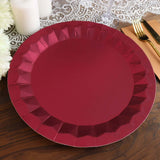 12inch Round Burgundy Geometric Foil Paper Charger Plates, Disposable Serving Trays - 400 GSM